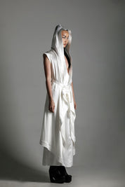 Tamoe Silk Top Stitched Hooded Robe - 3 Color Variants
