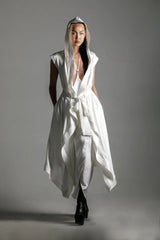 Tamoe Silk Top Stitched Hooded Robe - 2 Color Variants