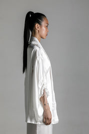 Mineko Short Silk Kimono, White
