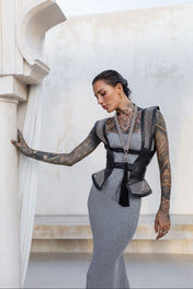 Lister Mesh Beaded Leather Bodice