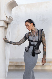 Lister Mesh Beaded Leather Bodice