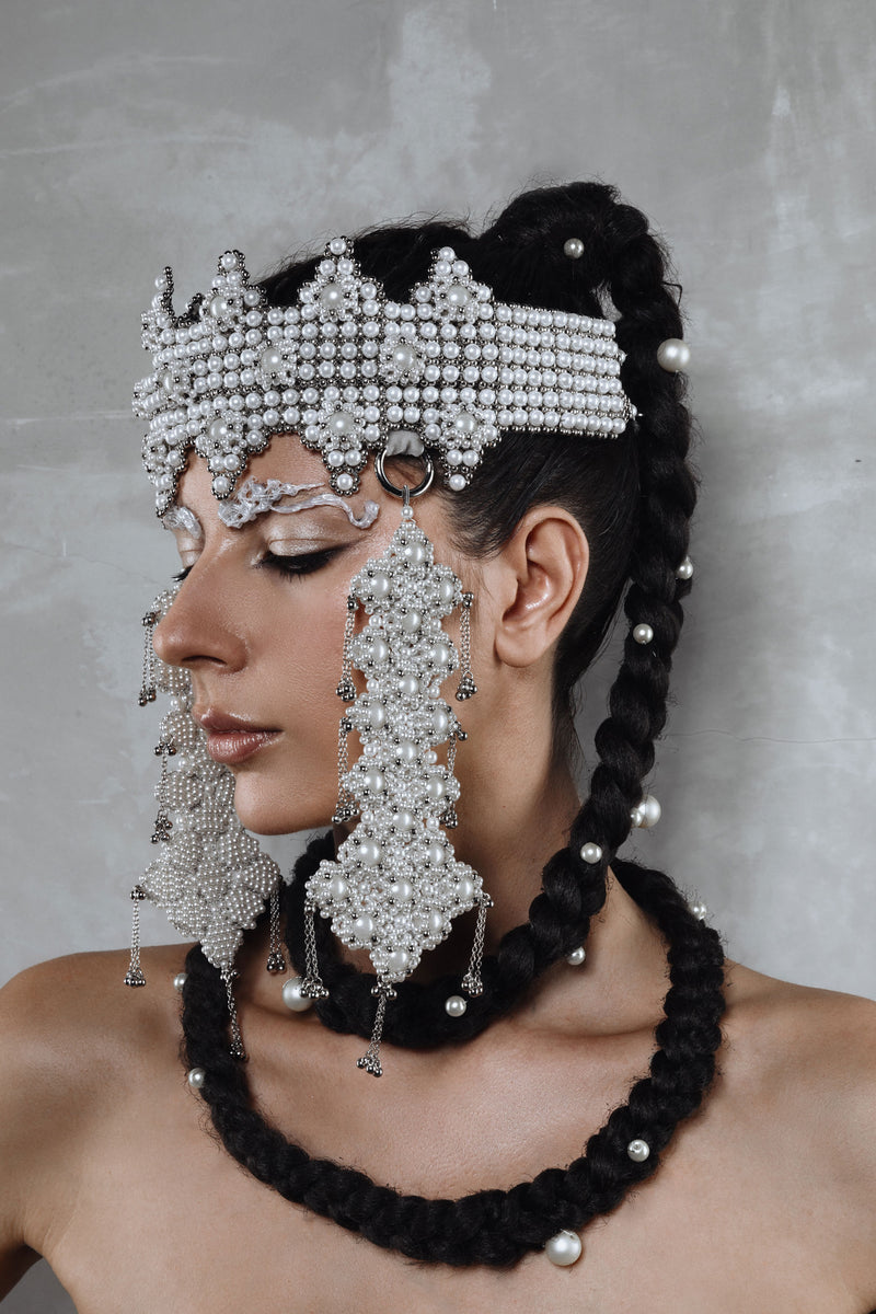 Pearl Sappho Crown w/ 2 x Large Reversible Clusters
