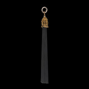 beaded modular polyester tassel in gold cap black threads