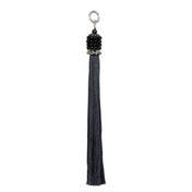 handcrafted beaded cap polyester tassel in jet black with black threads from object and dawh ghost image