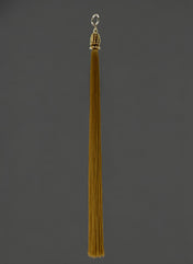 22" gold headcape 22k gold wash metal beaded tassel with gold threads ghost image potraits