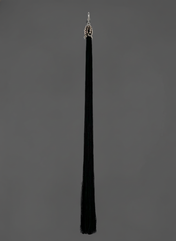 22" silver headcape metal beaded tassel with black threads ghost image potraits