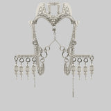 Pearl Complete Jas Modular Headpiece System w/ Removable Face Chain, Pearl Medallions, Half Moons