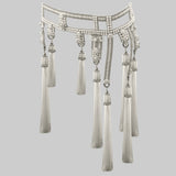 Pearl Amaya Modular Garter Belt w/ White Tassels
