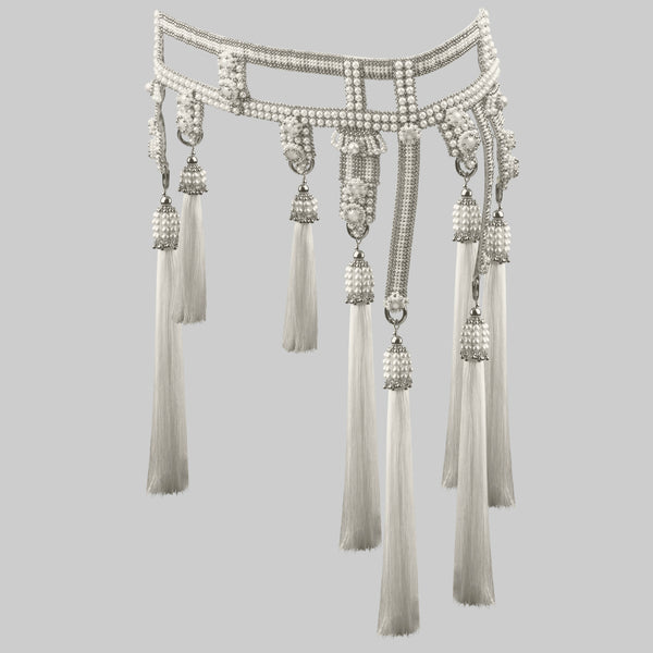 Pearl Amaya Modular Garter Belt w/ White Tassels