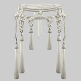 Amaya Garter Belt in Pearl with Removable Tassels