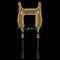 Decorative gold beaded harness with mirror accents and 11-inch tassels on a black background