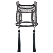 Artemisia Mesh Top in Jet Black with 4 Tassels