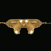 Object & Dawn ghost images of Amaya Bow band 22k gold wash flat view ghost image