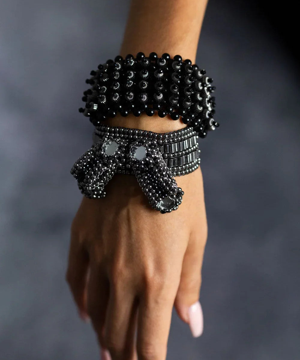 handmade modular bracelet from polymer metal beads by object and dawn