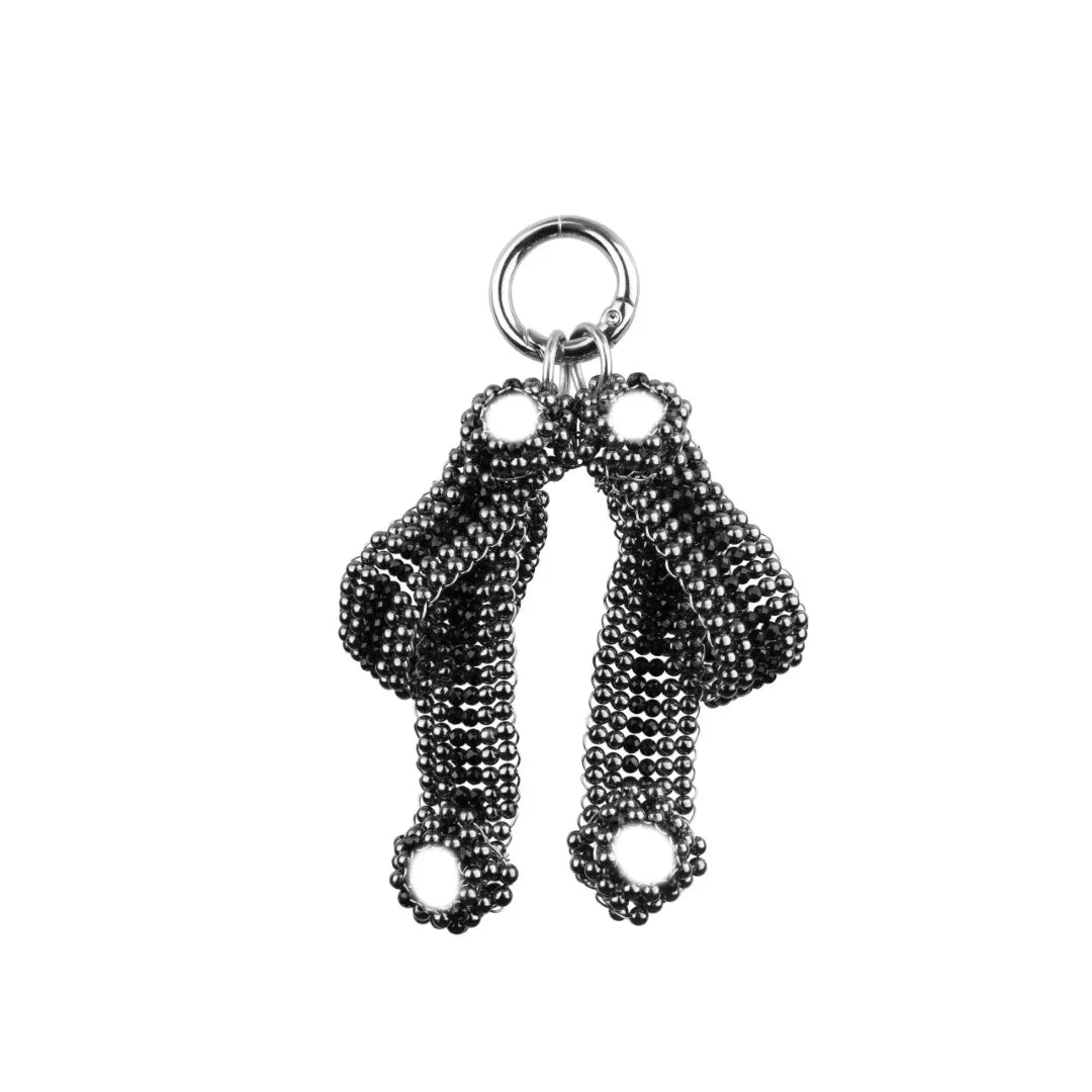 Object & Dawn Amaya Bow in jet black, modular fashion, ghost image front view 