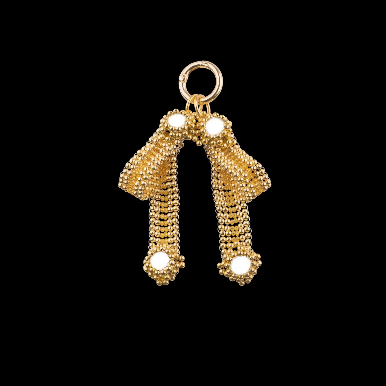 handcrafted modular bow attachment made from 22k gold wash on polymere metal beads by ObjectDawn