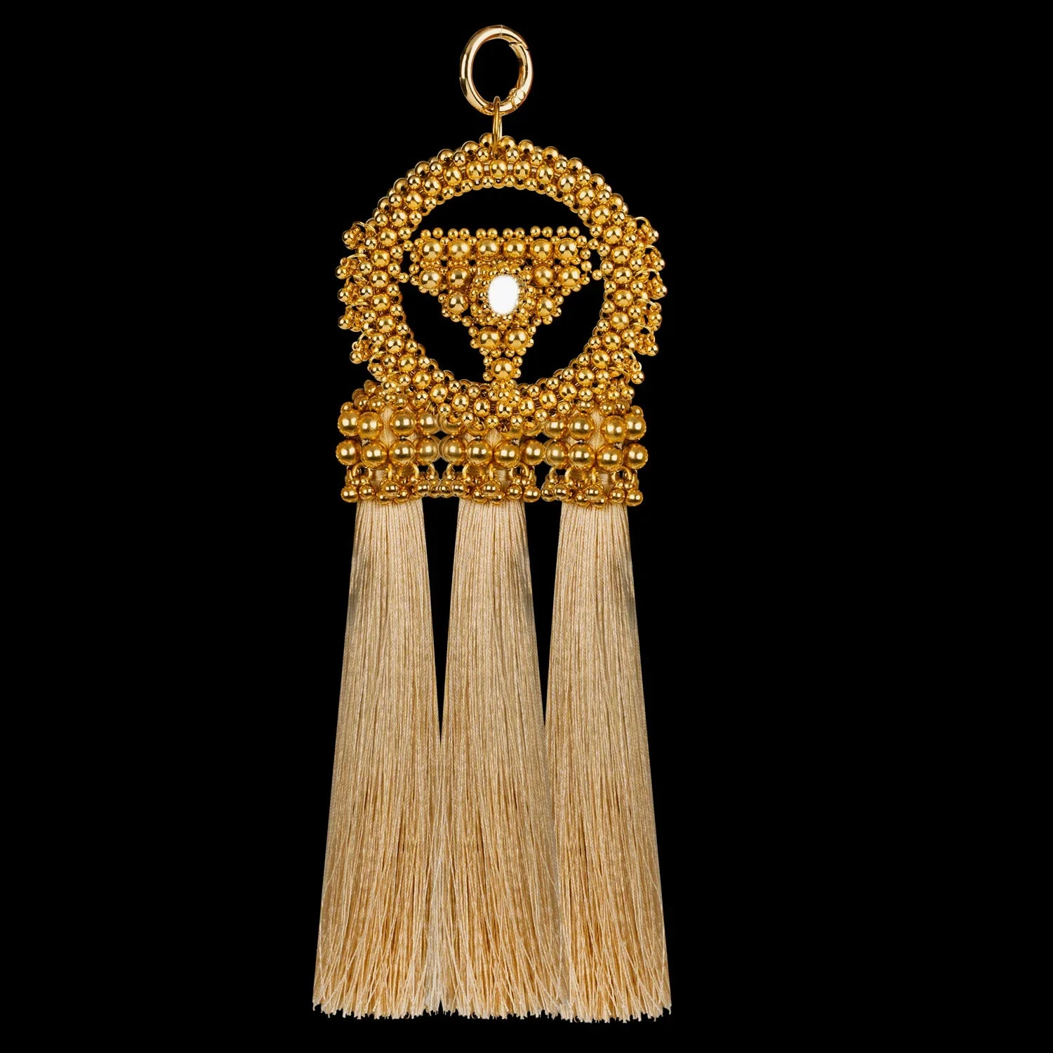 handcrafted modular anais medallion gold beads with light gold threads by object and dawn