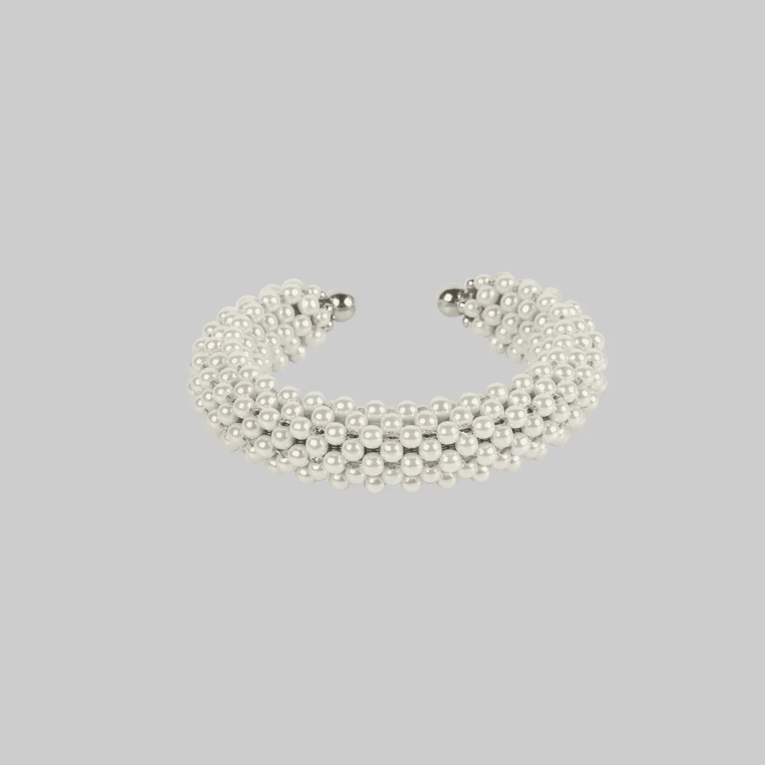 Handcrafted modular bracelet cuff from syntethic japanese pearl by object&dawn