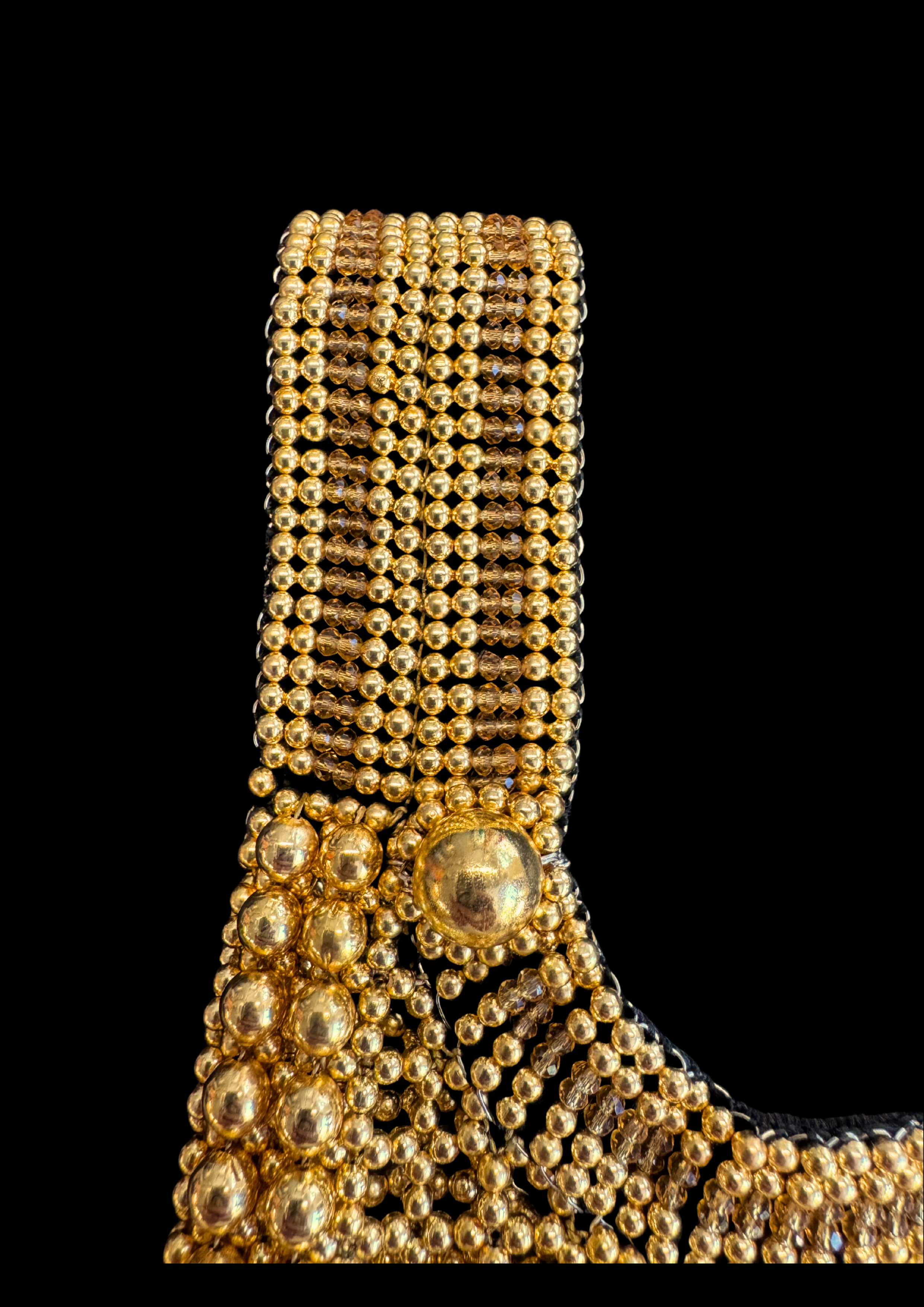 Artemisia 22K Gold Beaded Mesh Top -  Luxury Harness - with 2 Removable Tassels | Best Seller
