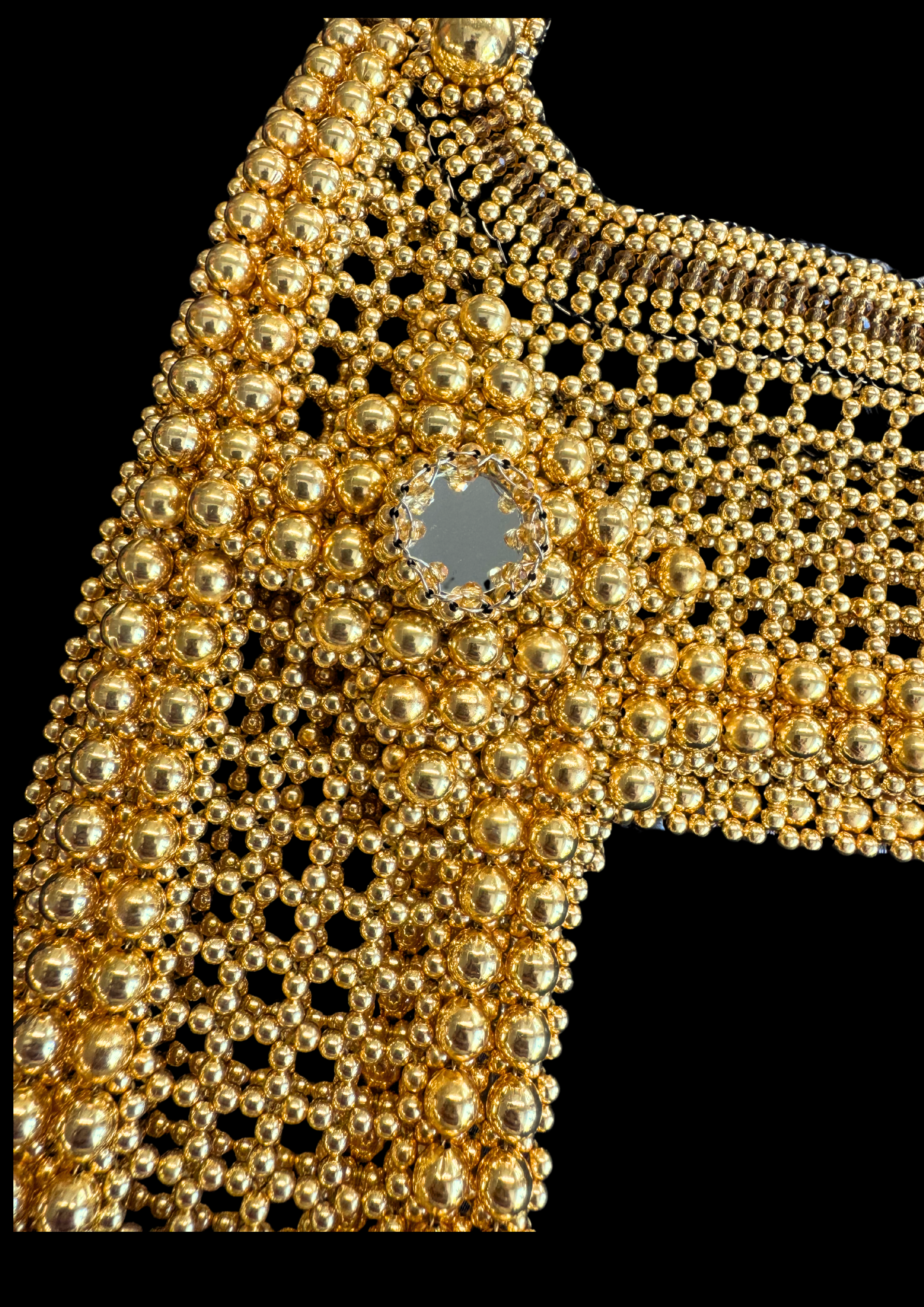 Artemisia 22K Gold Beaded Mesh Top -  Luxury Harness - with 2 Removable Tassels | Best Seller
