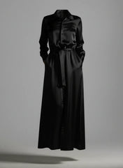 Anais Long Sleeve Silk Shirt Dress in Black