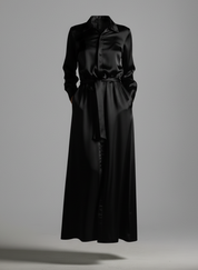 Anais Long Sleeve Silk Shirt Dress in Black