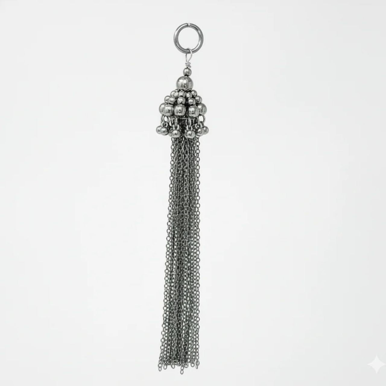 beaded add-on chain tassel in silver by object and dawn