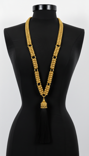 Beaded Link Neklace By Object & Dawn on a black mannequin against a white background