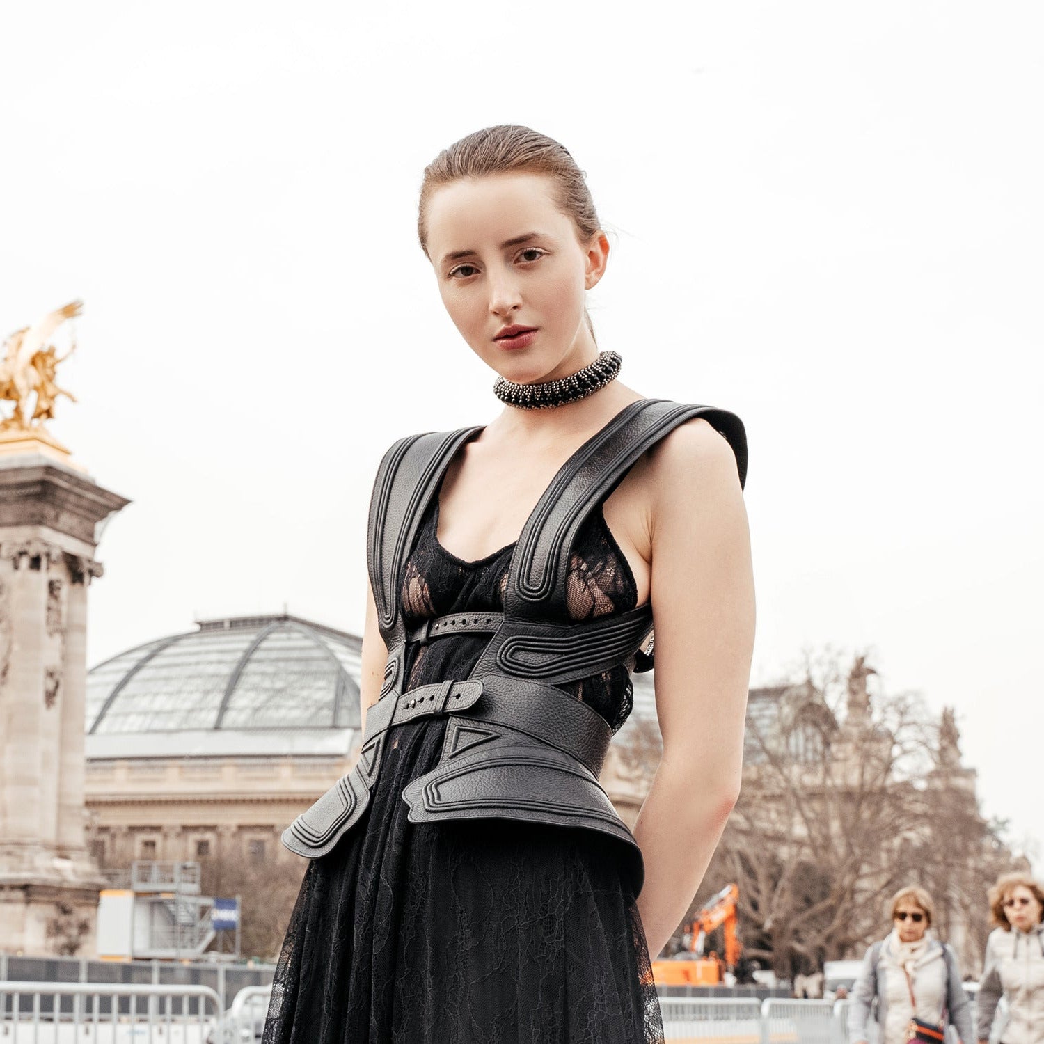 Tamoe 3D Leather Bodice - Black