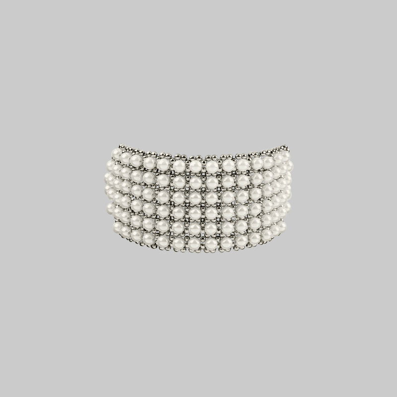 Elohim Wide Textured Band in Pearl