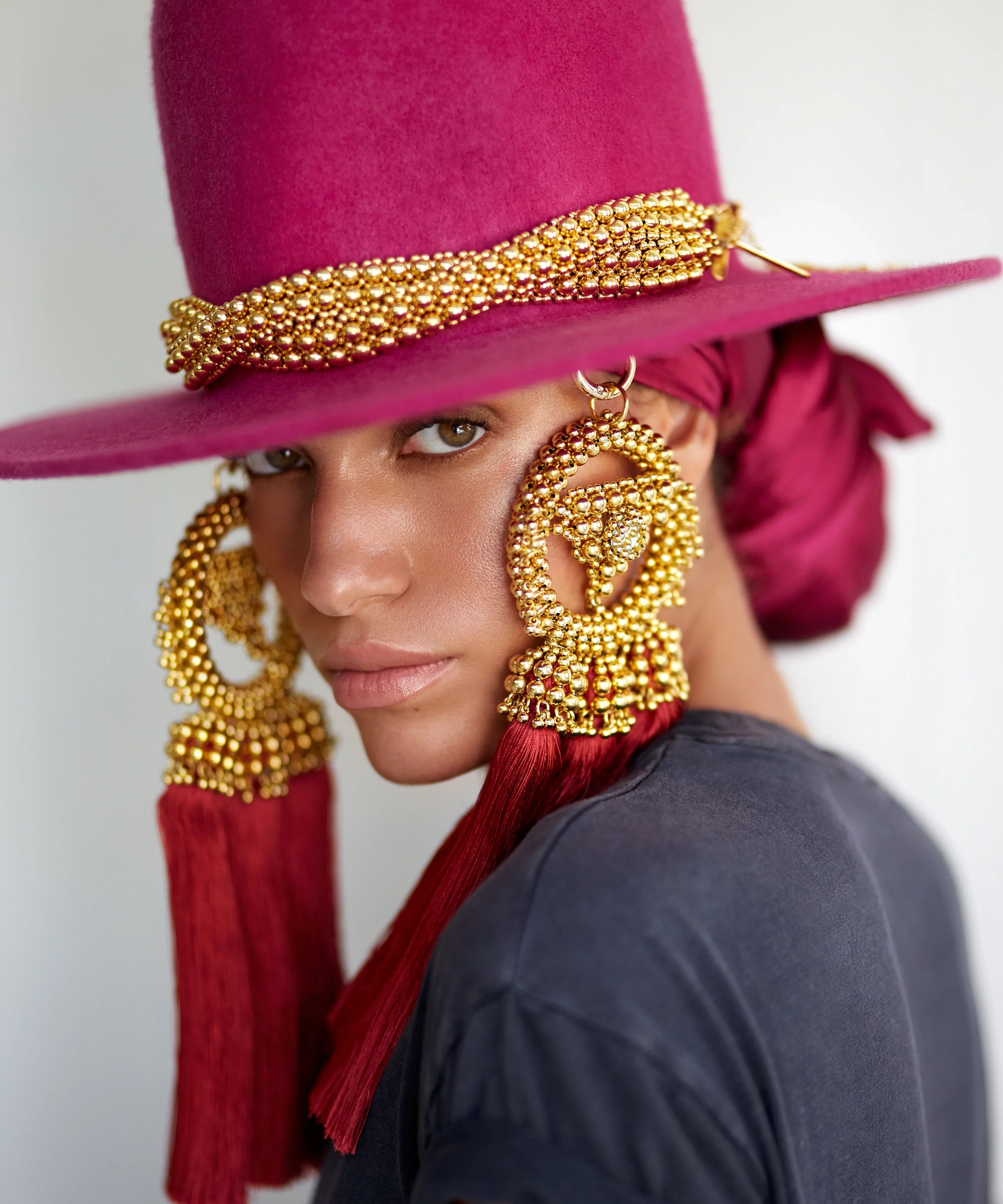 beaded modular hat bands with anais medallions on eachs side on pick hat by object and dawn