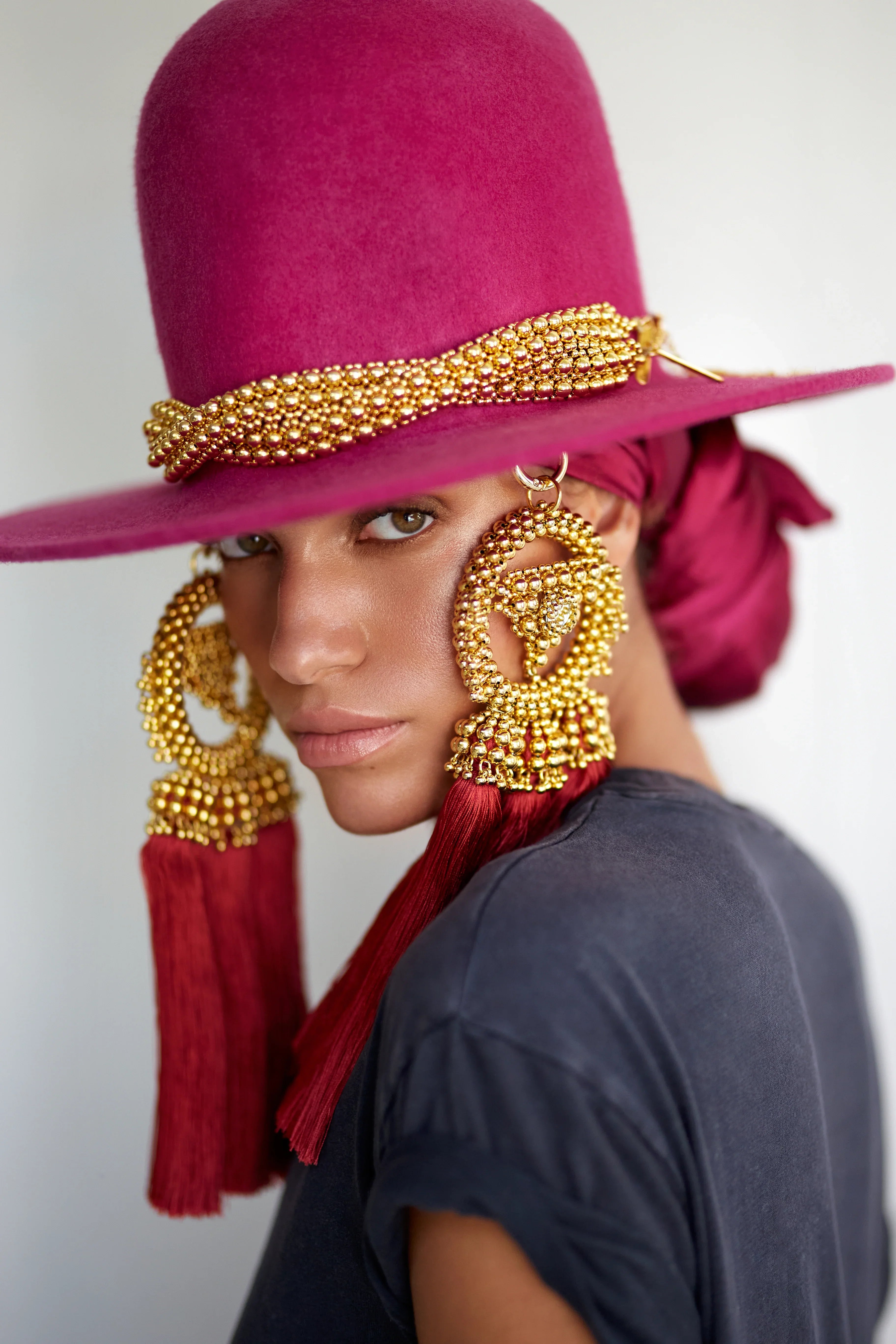 beaded modular hat bands with anais medallions on eachs side on pick hat by object and dawn