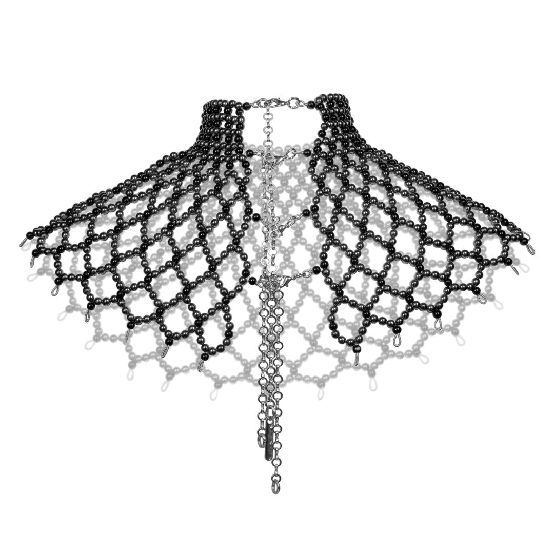 Silver Freja Modular Cape in Jet Black