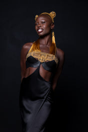 Khutulun Beaded Modular Top with Leather Balconette Bra –  4 Color Variants