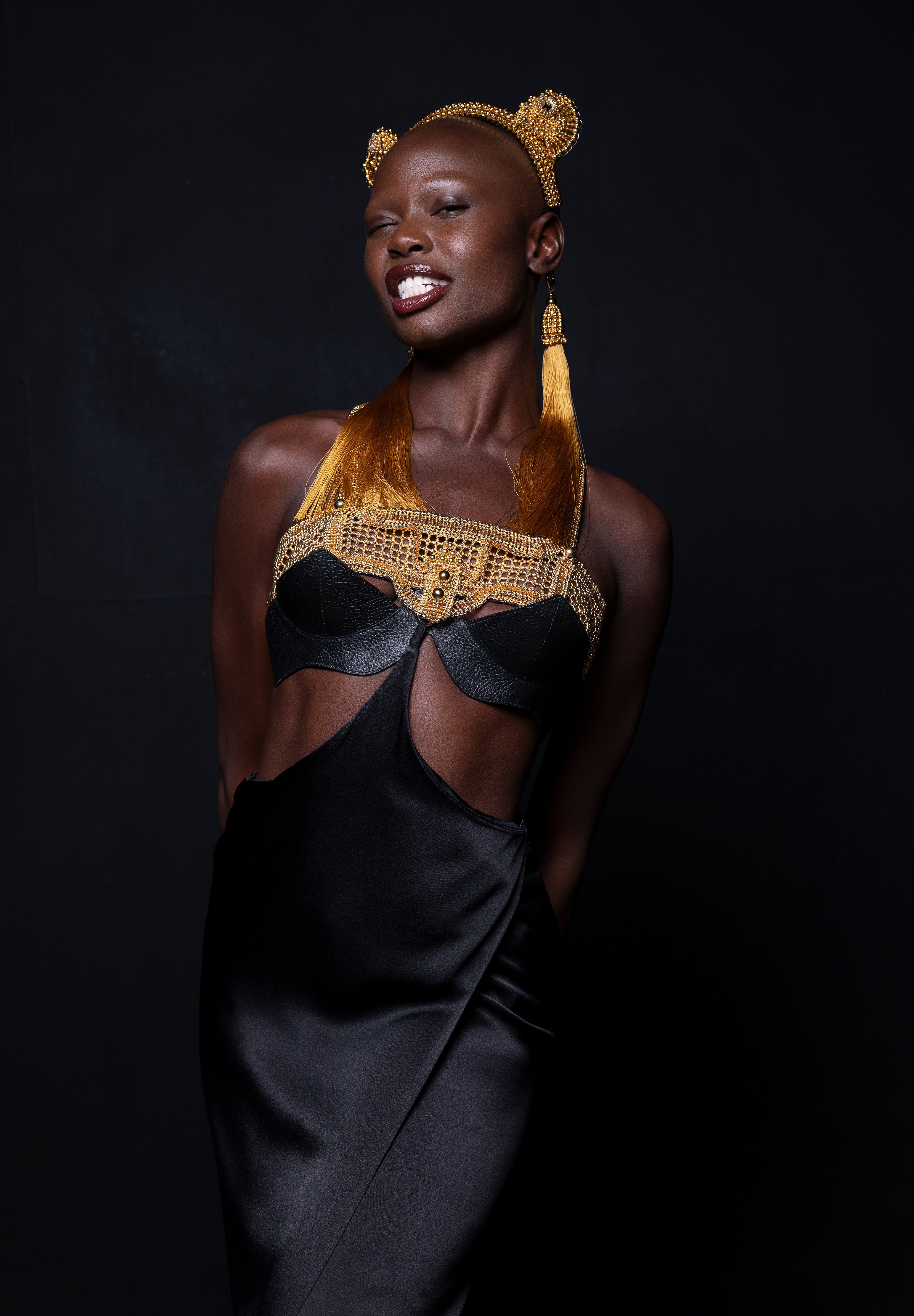 Khutulun Beaded Modular Top with Leather Balconette Bra –  4 Color Variants