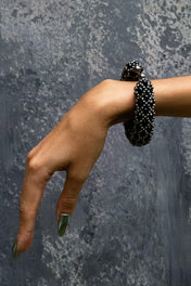 Nyx Cross-Beaded Cuff in Jet Black