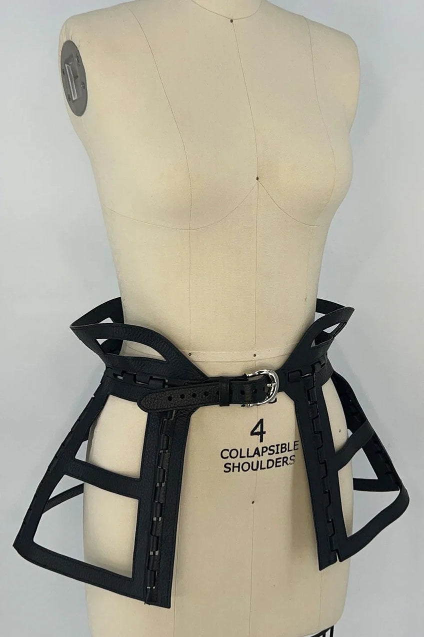 Caged Leather Skirt Overlay (XS)