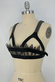 Lister Beaded Architectural Leather Cage Top