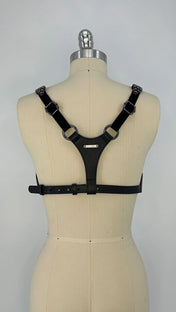 Zetian Leather Beaded Bra Top