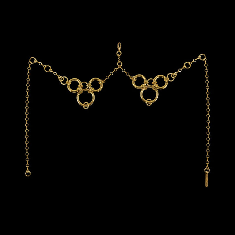 Jas Modular Headpiece System w/Face Chain & Chain Tassels, in Gold