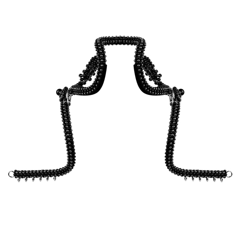 Jas Modular Headpiece System w/10 Beaded Chain Tassels in Jet Back