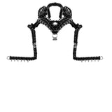 Jas Modular Headpiece System w/10 Beaded Chain Tassels in Jet Back