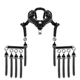 Jas Modular Headpiece System w/10 Beaded Chain Tassels in Jet Back