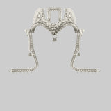Jas Modular Headpiece System w/Face Chain, Cowrie Shell Tassels, in Pearl