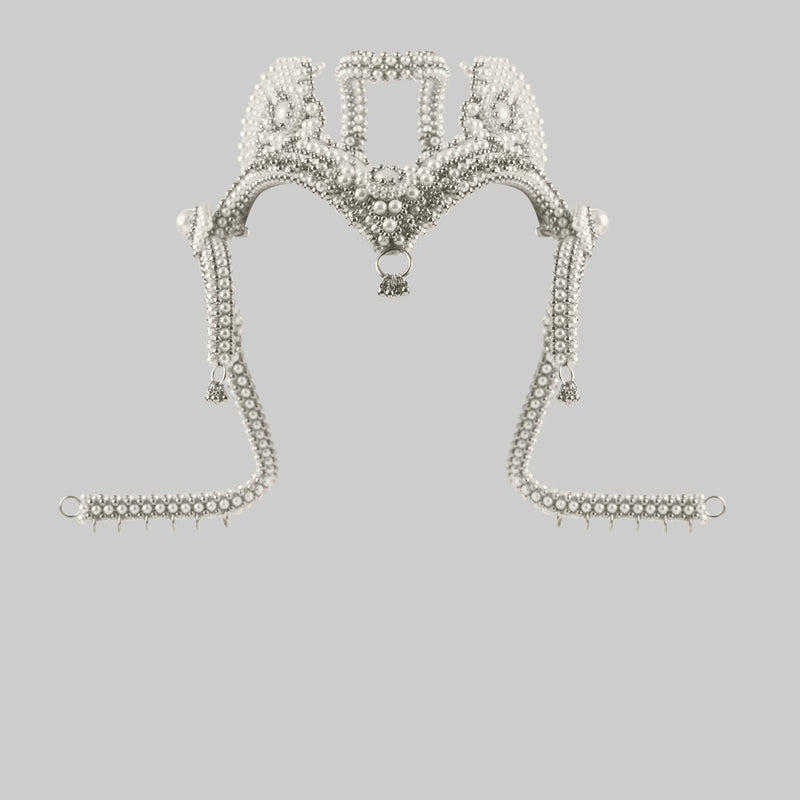 Pearl Complete Jas Modular Headpiece System w/ Removable Face Chain, Pearl Medallions, Half Moons