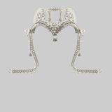 Pearl Jas Modular Headpiece System: with removable White Tassels, Large Pearl Medallions
