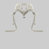 Pearl Jas Modular Headpiece System: with removable White Tassels, Large Pearl Medallions