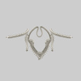 Pearl Jas Modular Headpiece System: with removable White Tassels, Large Pearl Medallions