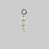 Pearl Jas Modular Headpiece System: with removable White Tassels, Large Pearl Medallions