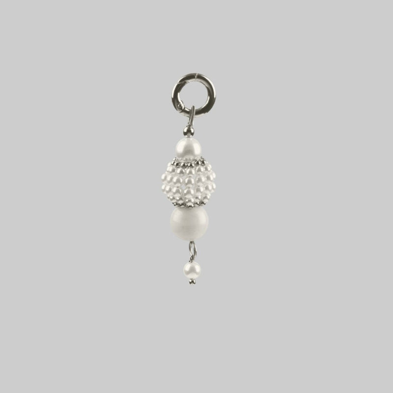 Pearl Jas Modular Headpiece System: with removable White Tassels, Large Pearl Medallions